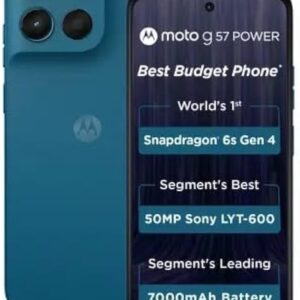 Motorola G57 Power 5G (Corsair, 8GB RAM, 128GB Storage) | Snapdragon 6s Gen 4 Processor | 6.72" FHD+ Display | 50MP LYT-600 + 8MP Ultrawide | 8MP Selfie Camera | 7000mAh Battery, 33W TurboPower | IP64