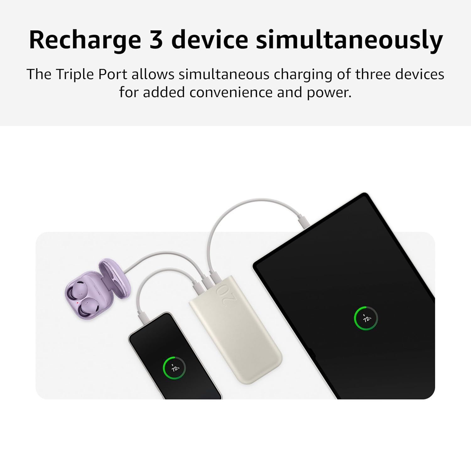 Samsung Galaxy 20000mAh Power Bank, Wired Battery Pack, Gray - Image 4